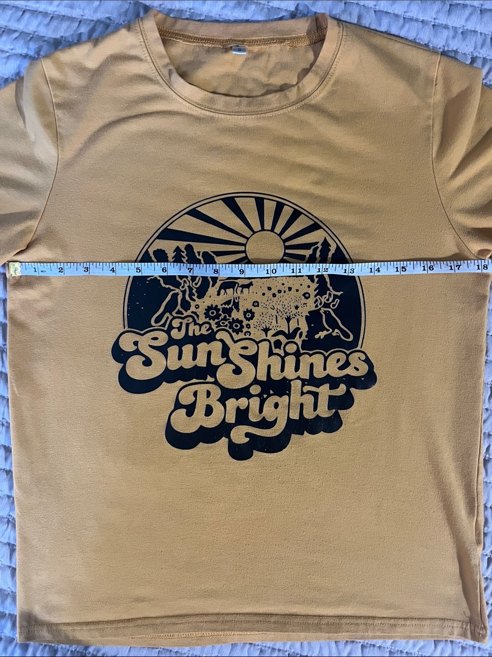 Vintage style Mustard Yellow Unisex Graphic Tee - The Sun Shines Bright - Picture 4 of 5